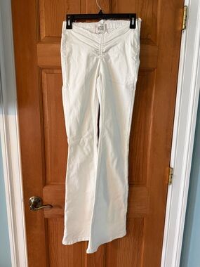 BDG Urban Outfitters Size 24 Women's White Ruched Dipped Stretchy Flare Jeans